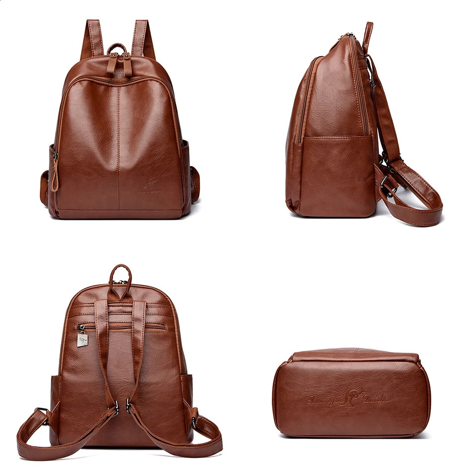Fashion Casual Women Backpacks er Large Capacity Teenagers School Bags High Quality Soft Leather Ladies Travel Bags 250407