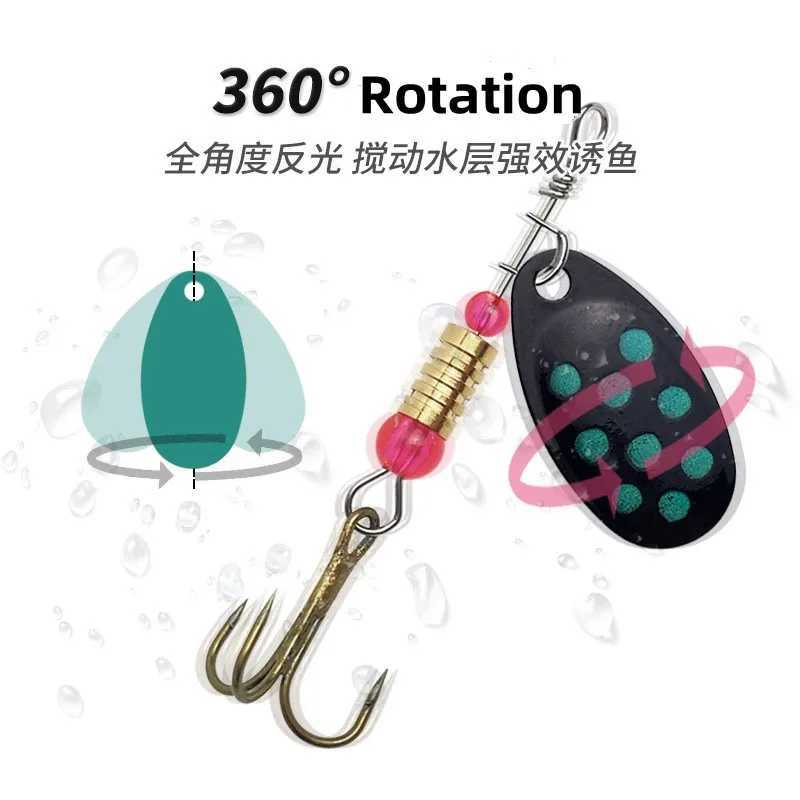 1Set 3.3g Fishing Lure Metal Rotating Sequins Spoon Spinner Hook Artificial Wobbler Hard Bait for Bass Trout Perch Pike Tackle Z250411