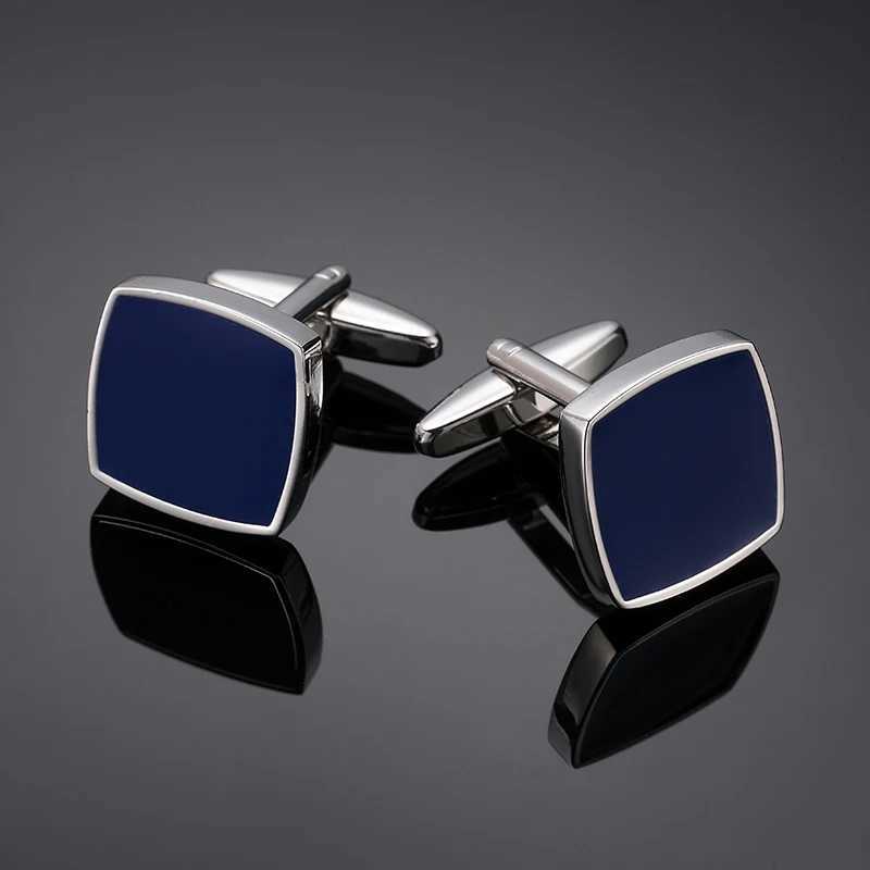 Copper square blue enamel cufflinks fashionable mens French shirts cufflinks wedding clothing accessories wholesaleT250412