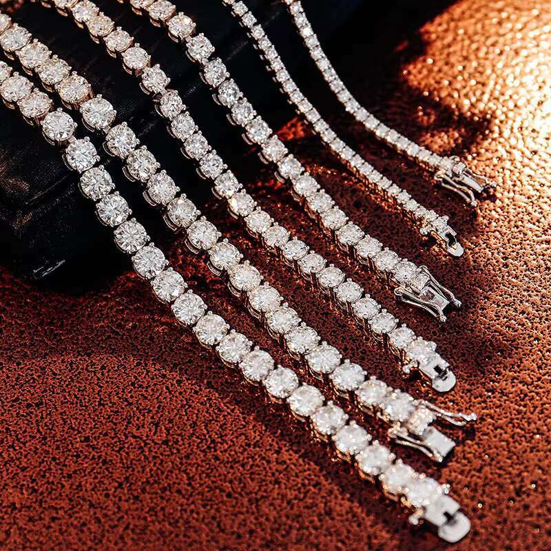 In Stock 5MM Width D Color VVS Moissanite Diamond Sterling Silver S925 Necklace Hip Hop Chain Tennis Chain