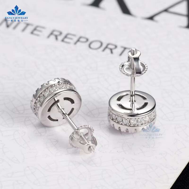 Wholesale Stock Jewelry Round Shape Moissanite halo Earrings D VVS Small Diamond 925 Sterling Silver Flower Earrings for Women