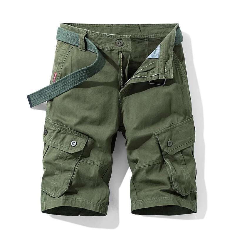 New Summer Men Cotton Loose Toog Jogger Man Multi pockets Casual Cargo Quality Male Shorts Pants NO Belts
