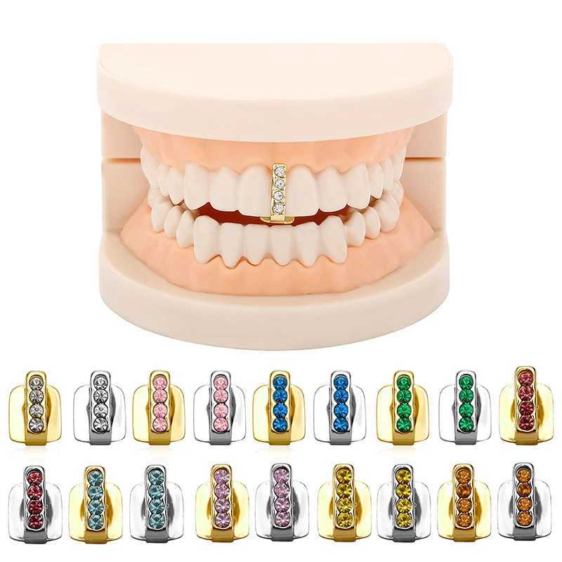New hip-hop teeth grill mens and womens ice out hollow double tooth hat teeth grill punk rapper hat Halloween cosplay W250412