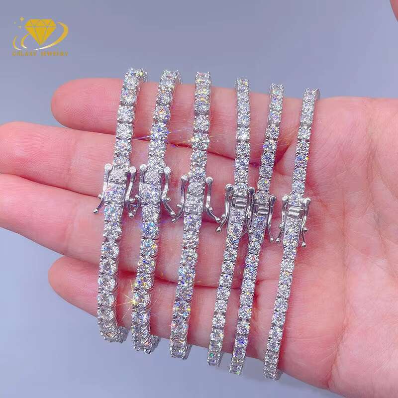Cheapest Price RTS Vvs Moissanite Bracelet 925 Sterling Silver 2mm 3mm 4mm 5mm 6.5mm Moissanite Tennis Bracelet Chain