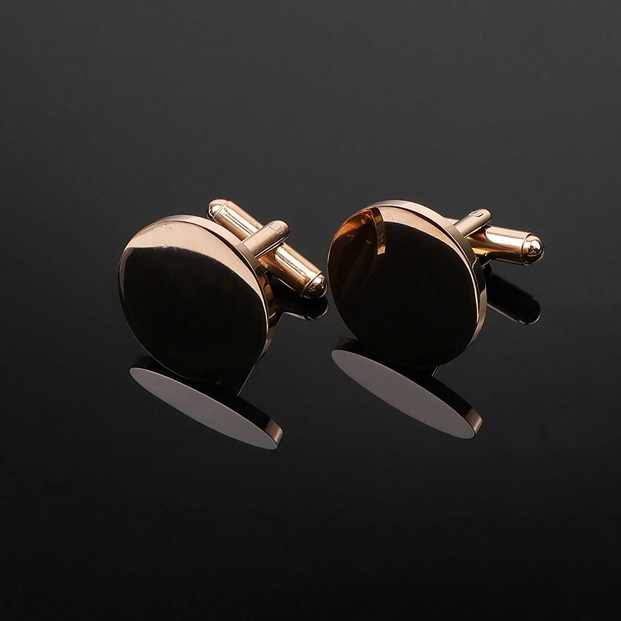 Classic Square Round Mens Cufflinks High Quality Black Gold Silver Gloss Set Cufflinks Wedding Party Shirt AccessoriesT250412