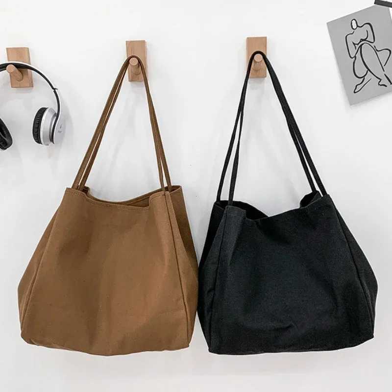 Casual Large Capacity Canvas Shopper Totes High Quality Eco Reusable Grocery Handbag for Women Travel Shoulder Bags Daily PouchC250412