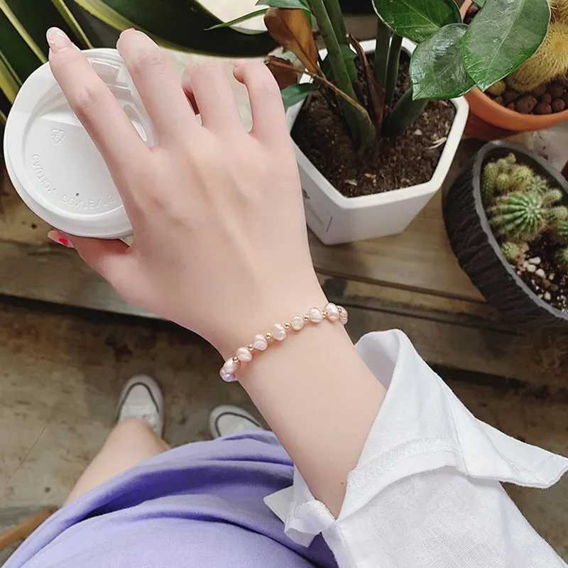 Irregular Imitation Pearl Bracelet For Women Korean Natural Stone Pendant Adjustable Cuff Bracelets Anniversary JewelryC250411