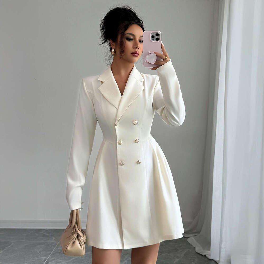 Cross-Border European And American Elegant Style Button Long Sleeve Short Dress Women's Fashion 2025 Autumn Winter Amazon Independent Station 537