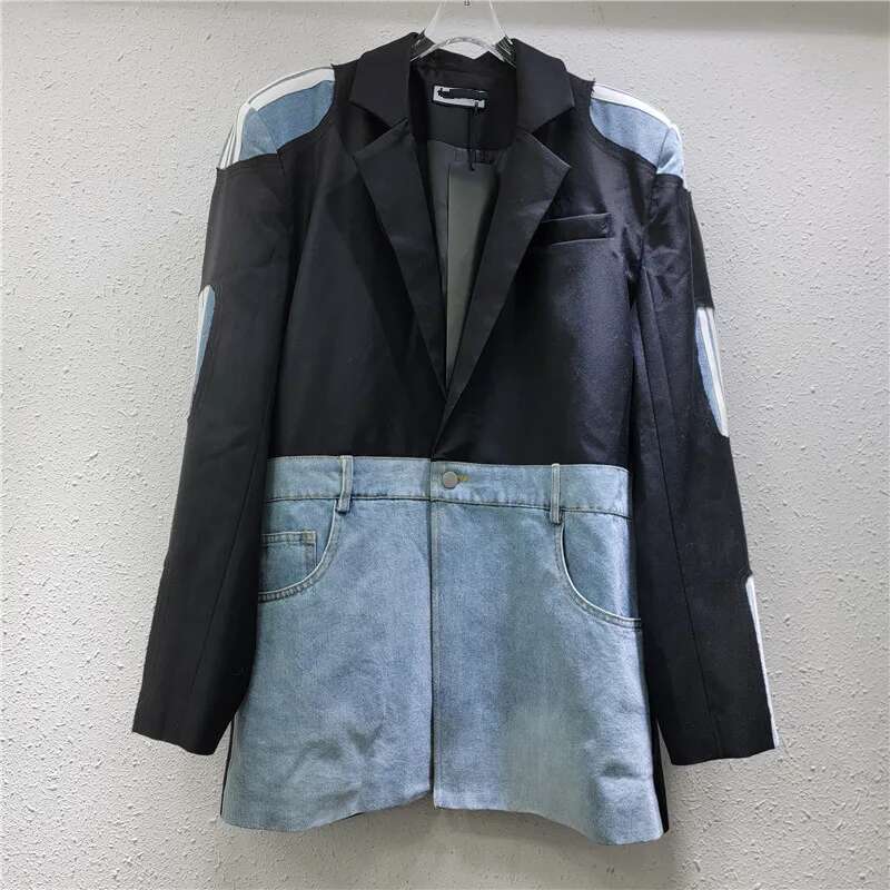 YEAE Denim Foreign Style Jacket Women's Spring 2025 New Personalized Trendy Brand Splicing Bar Suit