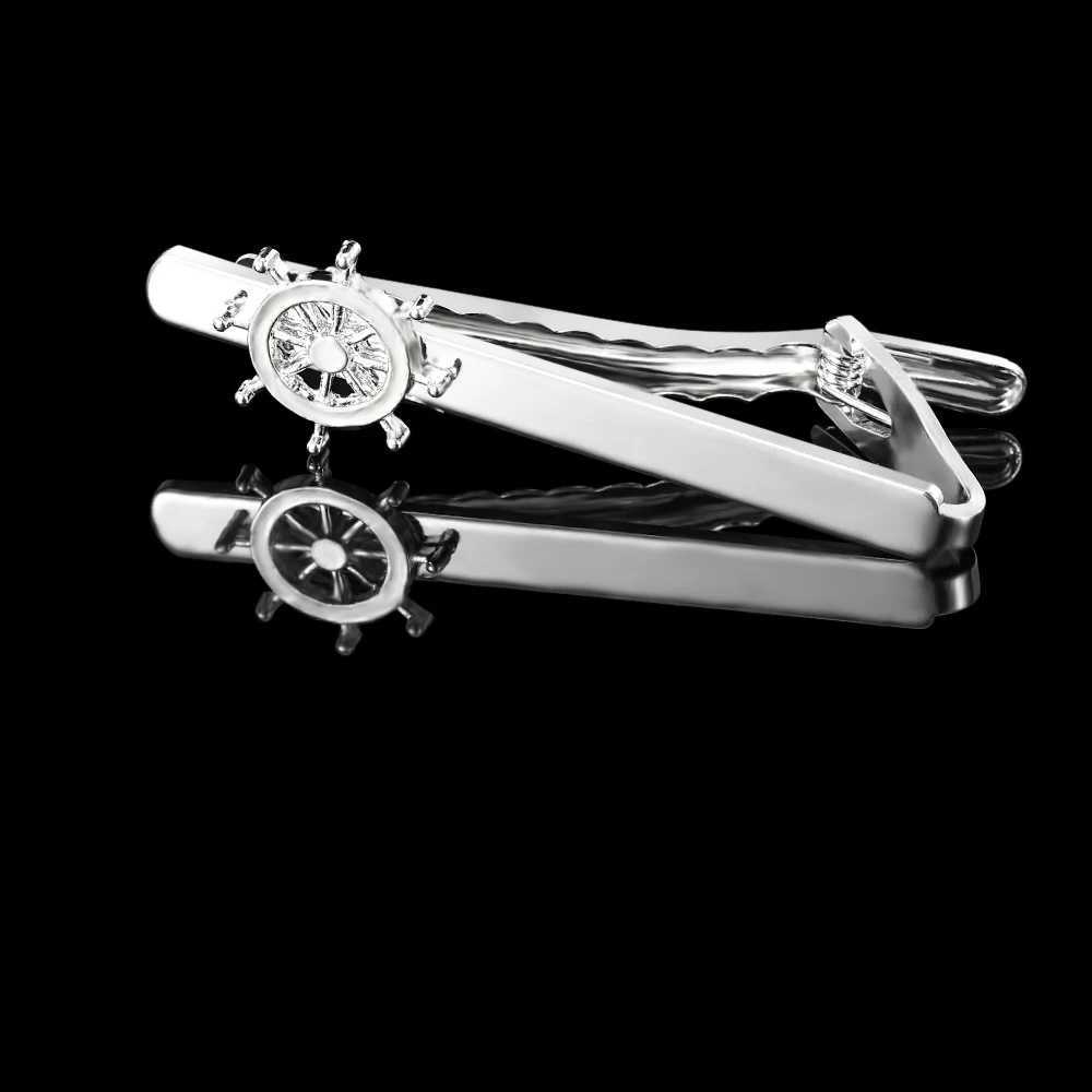 Ship folding cufflinks and tie clip set steering direction cufflinks mens jewelry accessories holiday giftsT250412