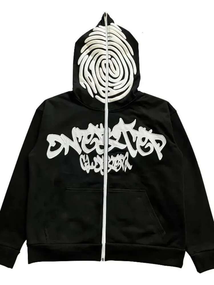 Y2k Zip Hoodie Irregular Pattern Goth Punk Sweatshirt Men Hoodies Sport Coat Pullover Gothic Long Sleeve Oversized Hoodie Jacket