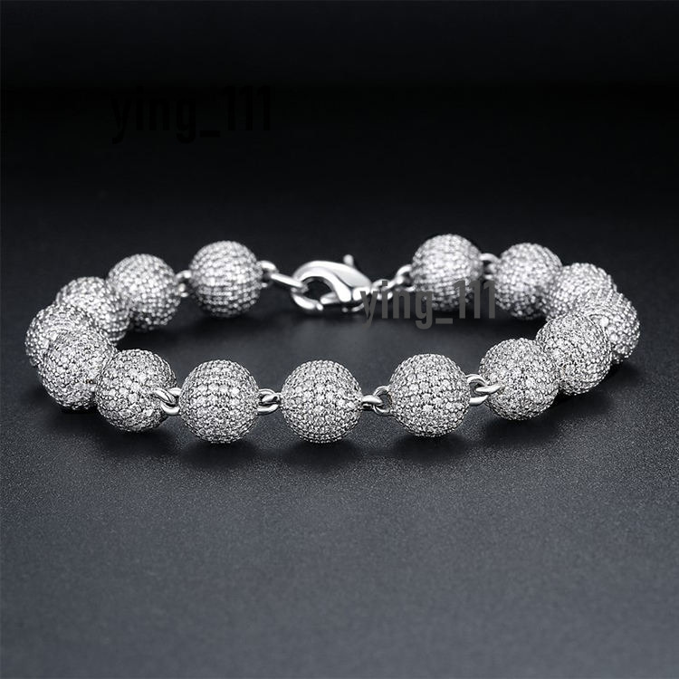 Hip Hop Rapper Fashion Jewelry Bling Sterling Silver 8mm Iced Out Moissanite Ball Chain