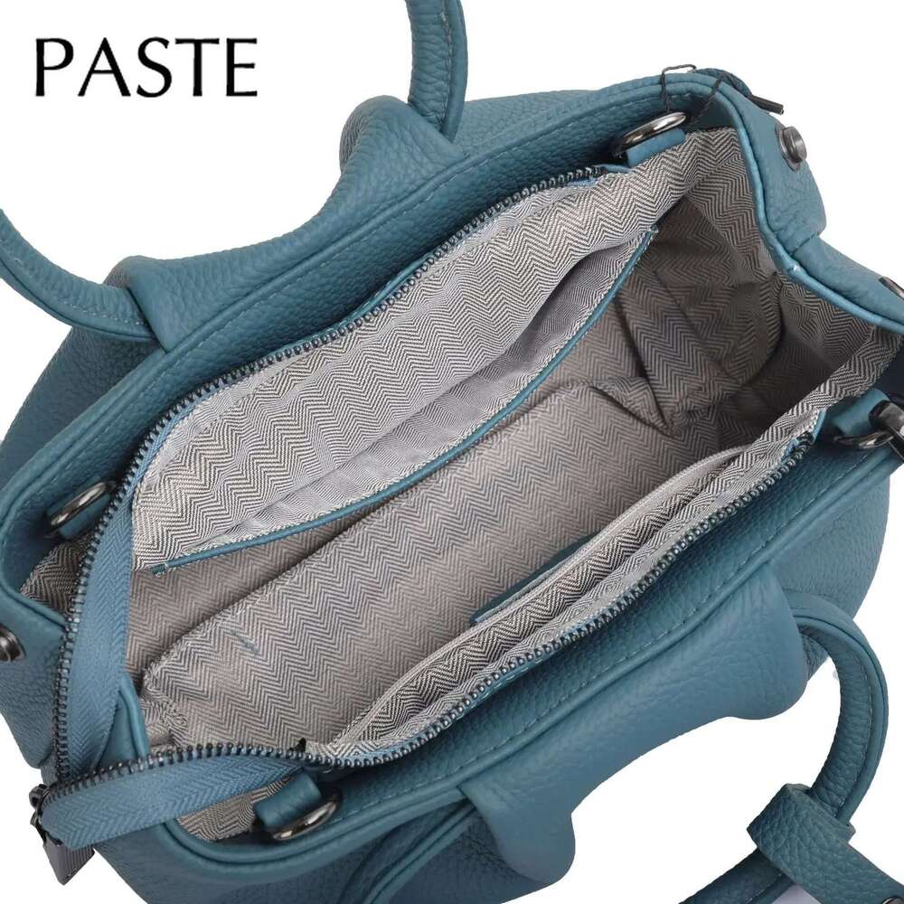 2024 New Design Blue Circle Top-Handle Handbag 100% Genuine Leather Women Shoulder Bag 29Cm High Quality Classic Tote Pink #6699
