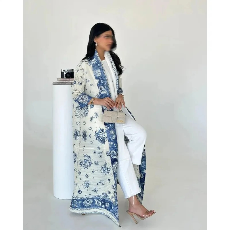KAF Womens y Long Abaya SpringSummer Collection Retro Printed Original n Loose Large Open cardigan Tie Arab 250411
