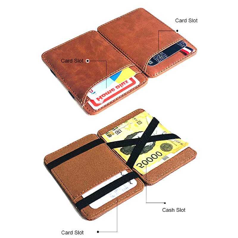 New fashion ultra-thin mens leather magic wallet Korean designer card holder womens small cash clip Bilfold mens wallet Z250411