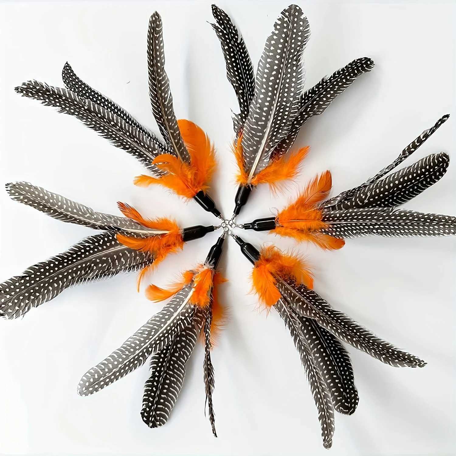 6 pieces of cat toy feather replacement cat wand filled with natural bird feather filling used for indoor cat replacement feather cat toys Y250412