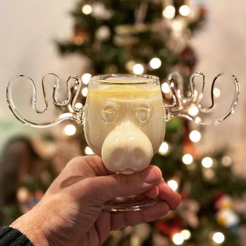 Christmas FOME Christmas Elk Wine Glass Cup Transparent Cocktail Juice Cup Reindeer Glass Mug Party Beer Whiskey Glasses Shot Cups Y251112