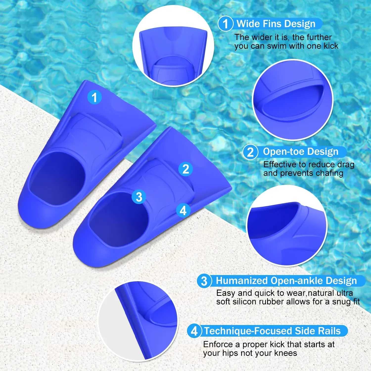 Swimming Training Fin Silicone Professional Scuba Diving Fin Short Mens and Womens Swimming Fin Childrens Flip Cover Equipment SetY250412