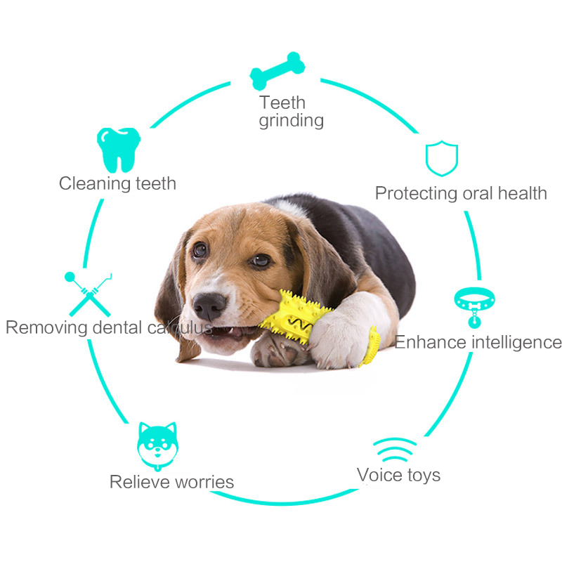 Voice activated dog toy, teething stick, teeth cleaning serrated dog toothbrush, leaking pet supplies