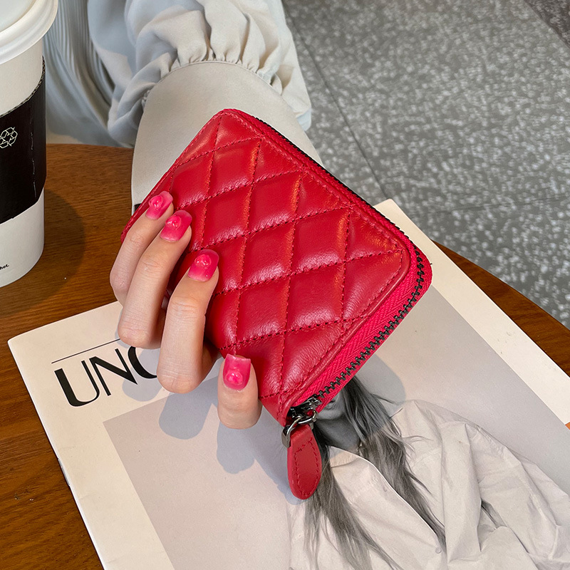 new style genuine leather short wallet women's sheepskin coin purse holder large capacity multiple card slots 333