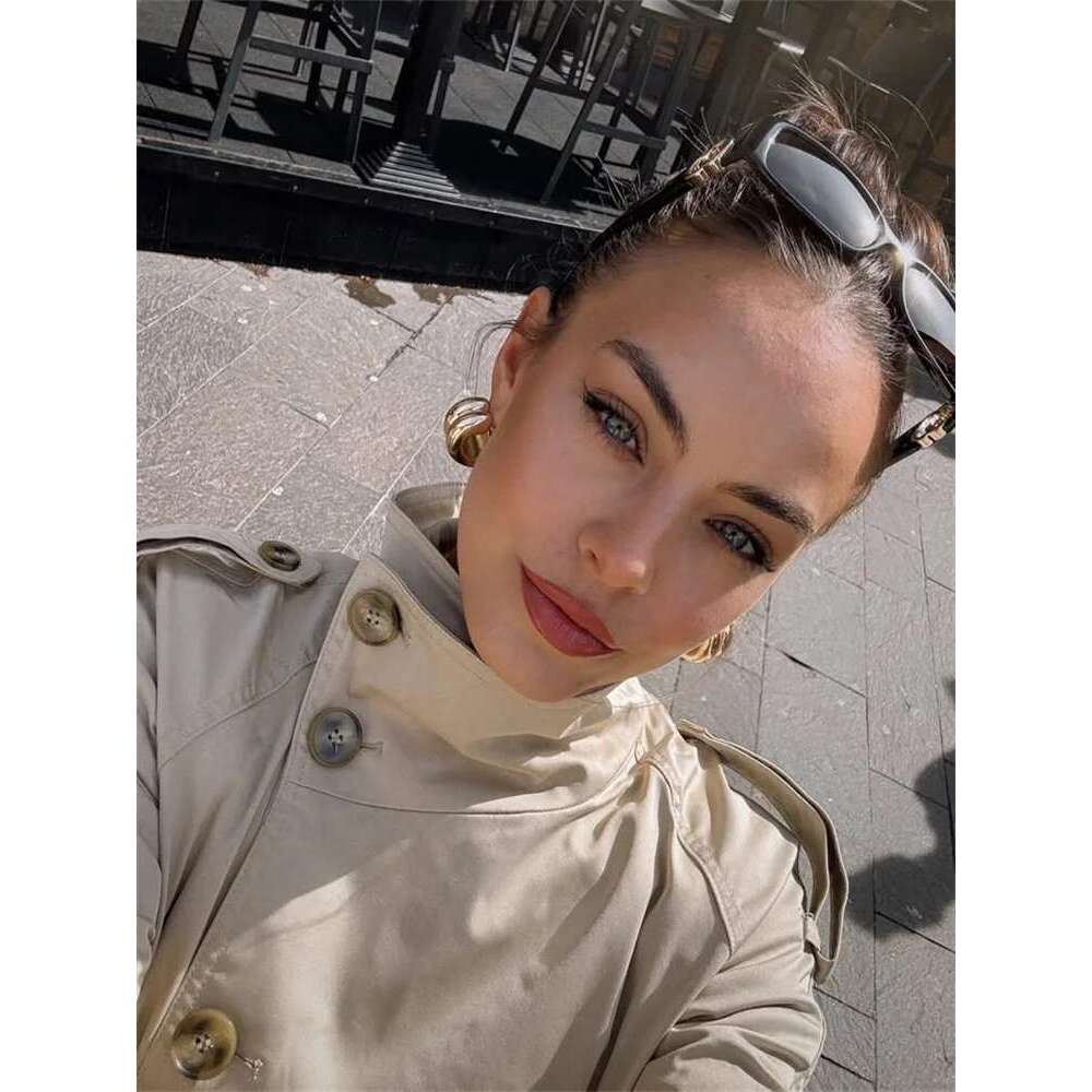 Designer Clothes Spring Short Windbreaker Women Fashion Stand Collar Long Sleeve Double Breasted Jackets 2025 New Office Lady Belt Trench Coats