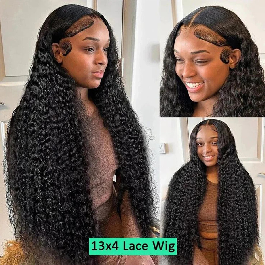 Kinky Curly Wigs 100% Human Hair Wigs Water Deep Wave Brazilian HD Lace Frontal Wig 13x6 HD Lace Front Human Hair Wig For Women 250409