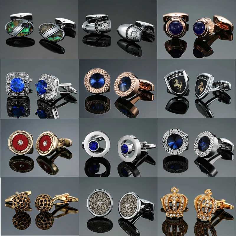 DY New High end Luxury Jewelry Brand Blue Rose Large Crystal Cufflinks Mens French Shirts Cufflinks Jewelry WholesaleT250412