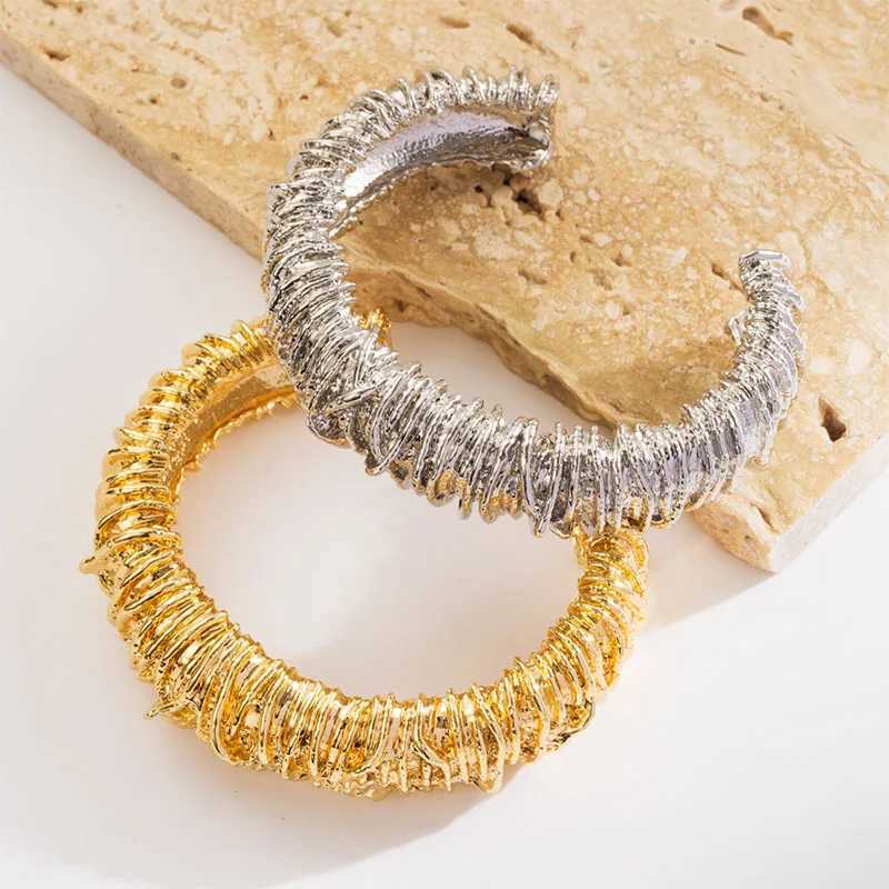 Mewanry Lines Weave Texture Cuff Bracelet For Women Couple New Trendy Creative Hip Hop Heavy Industry Vintage Party Jewelry GiftC250411