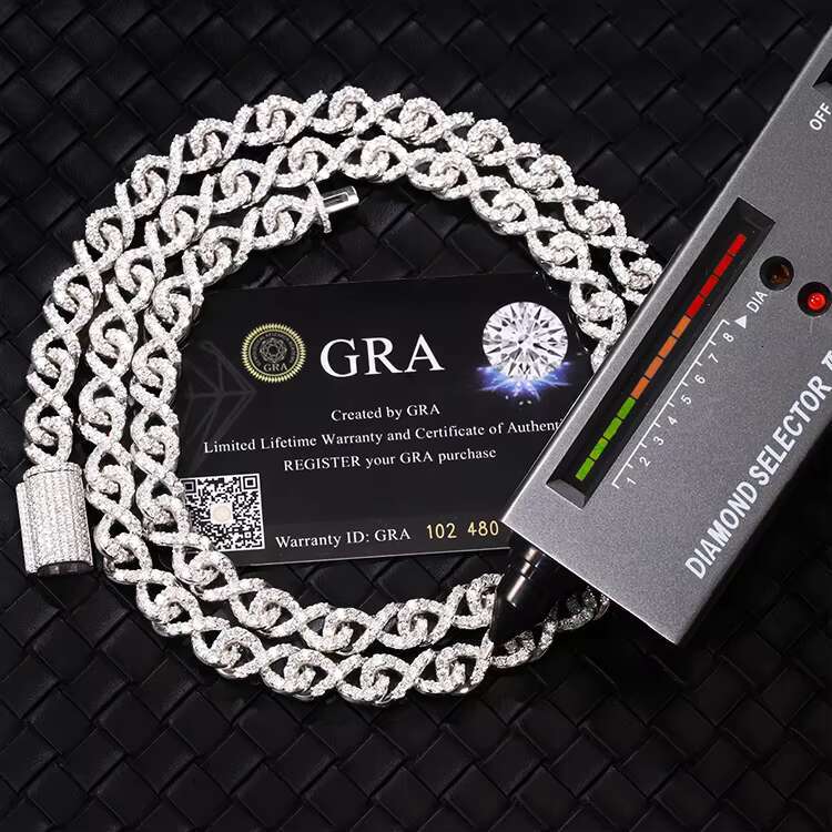 Fashion Chain 18k Gold Plated Silver 10mm Wide D Color VVS Moissanite Diamond Cuban Link Chain for Hiphop Life