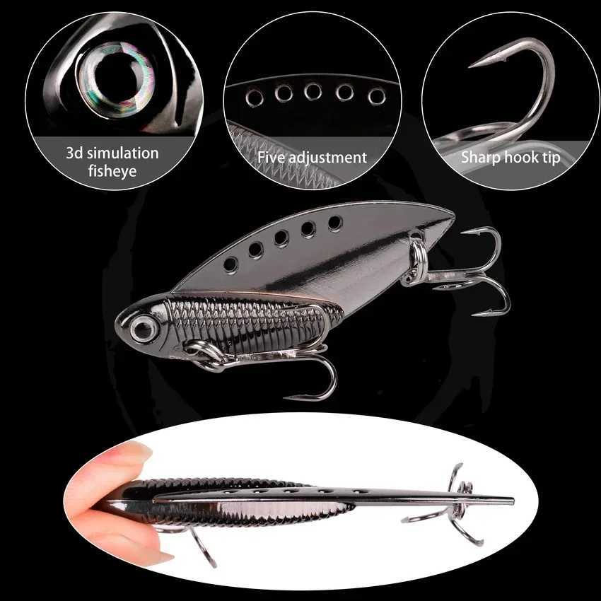 1 Pcs Metal VIB 7G 10G 15G 20G Fishing Lure Vibration Spoon Spinner Lures Crankbait Bass Artificial Hard Bait Cicada VIB Tackle Z250411