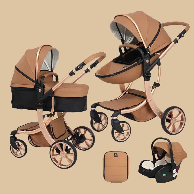 3-in-1 high field of view baby stroller with car seats luxury baby stroller two-way seats sitting and lying newborn baby stroller W250411