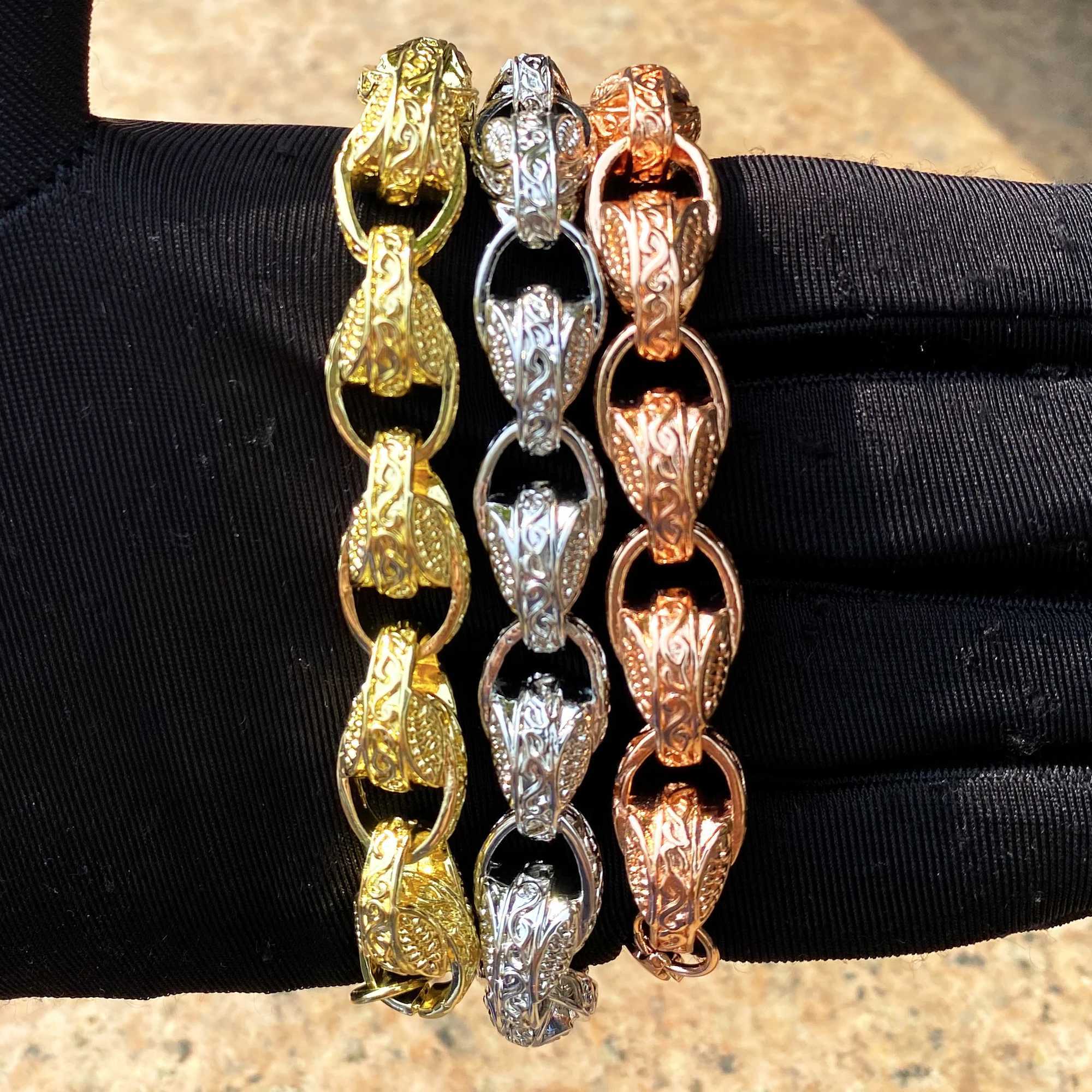 Aokaishen Tulip Belcher Bracelet for Women Real Gold Plated Brass Hip Hop JewelryC250411