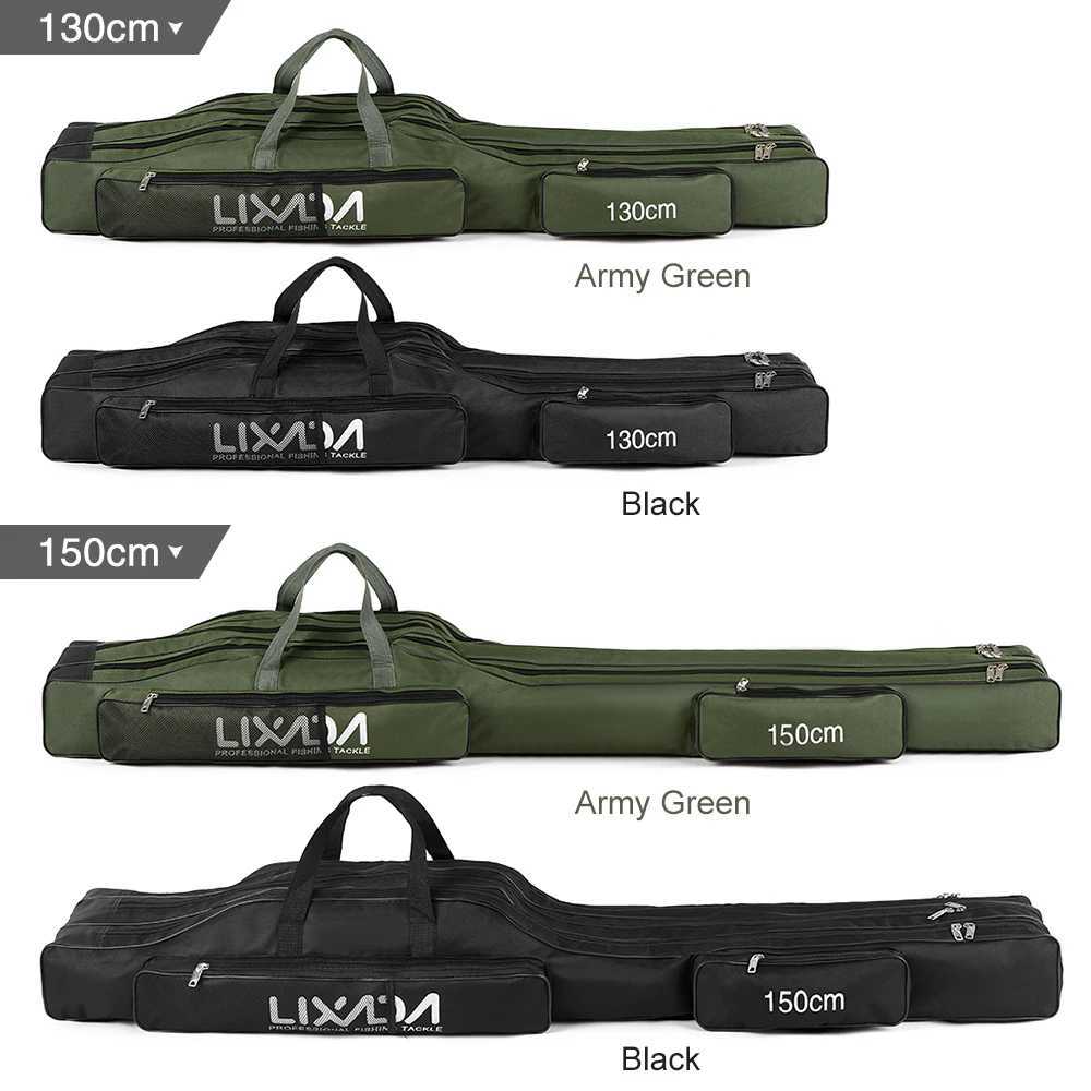 130cm/150cm Three Layers Fishing Bag Portable Folding Fishing Rod Reel Tackle Tool Carry Case Carrier Travel Bag Z250411