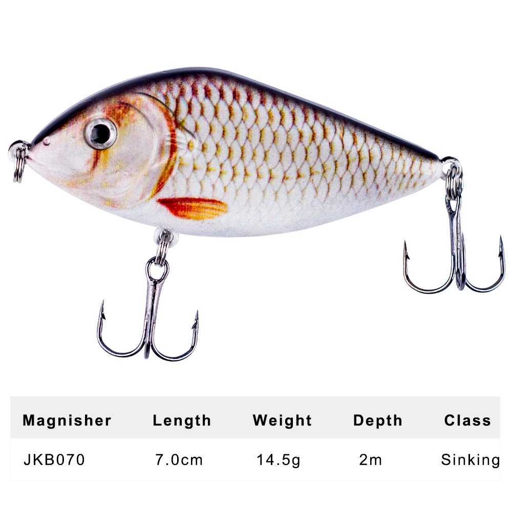 Magnisher Small Size Slider Jerkbait 7cm 14.5g Slow Sinking Rattle Lure Fishing Jerk Hard Bait Pike Lures Wobbler Jerkbait Musky Z250411