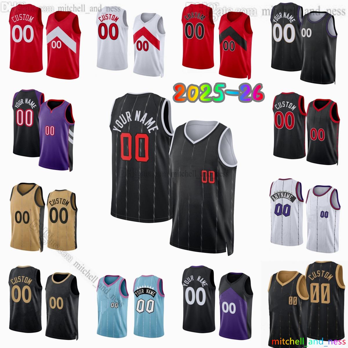 Custom 2025-26 New 4 Barnes Printed Basketball Jersey 5 Quickley 3 Ingram 12 Murray-Boyles 9 Barrett 1 Dick 15 Carter 19 Poeltl 54 Mamukelashvili Battle Jerseys Shorts