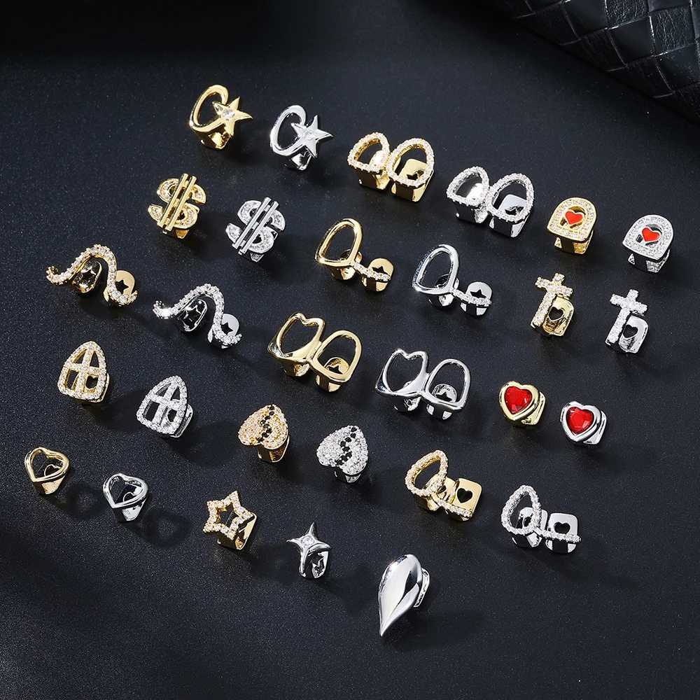 1 piece of single hip-hop star heart-shaped tooth pattern Grilz detachable teeth grill teeth punk tooth cap W250412
