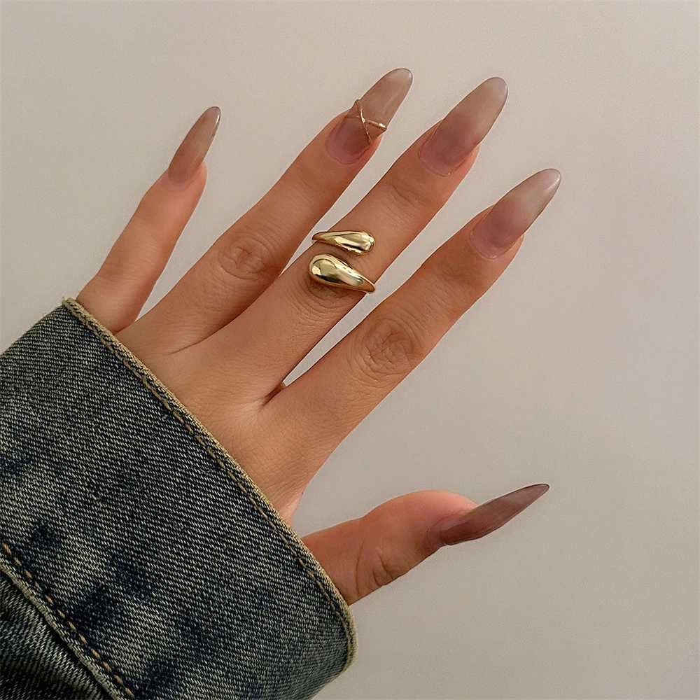Wide Metal Bangle Ring for Women Gold and Silver Color Chunky Waterdrop Open Wrist Cuff Thick Irregular Twisted Bracelet JewelryC250411