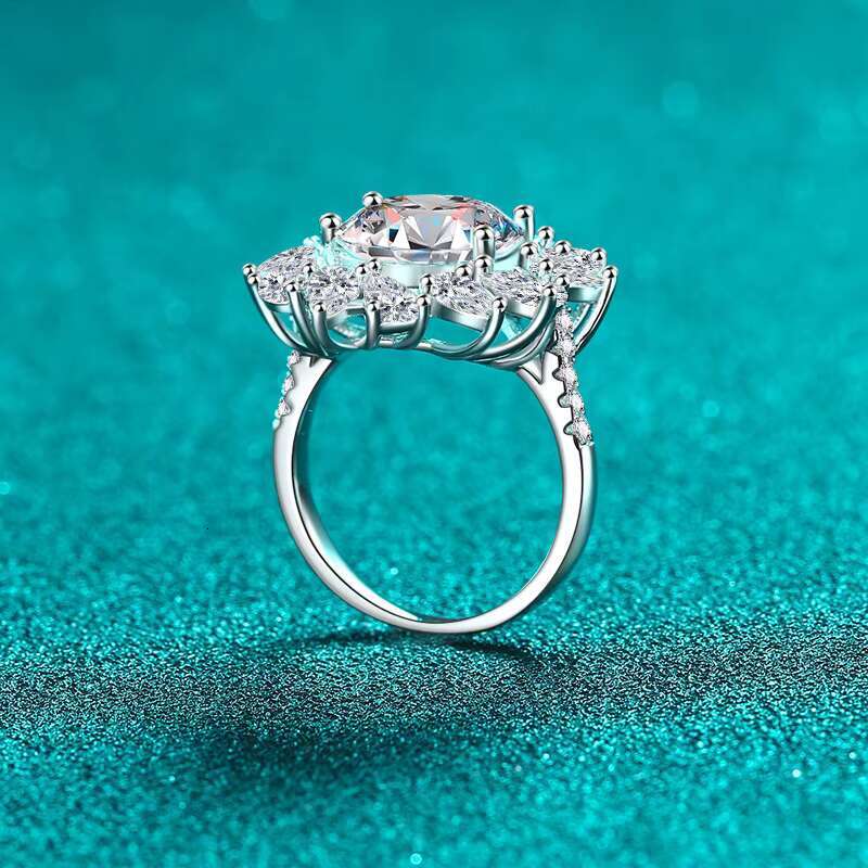 Manufacture Fine Jewelry OEM ODM Large 5ct Moissanite 925 Sterling Silver Womens Wedding Engagement Moissanite Custom Ring