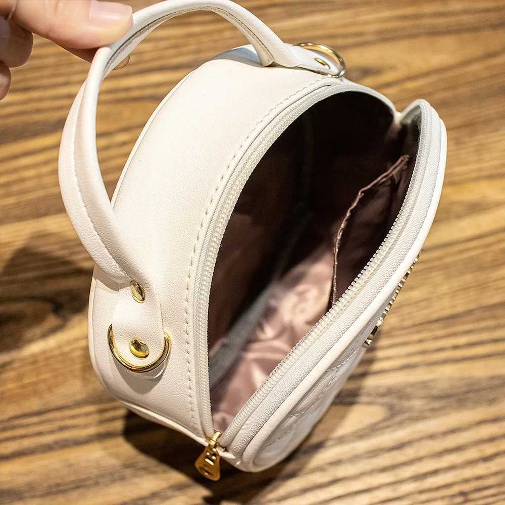 New Summer Round Shoulder Bag 2025 - Diamond Grid Thread Embroidery Sweet Girl Small Crossbody Fashion BagT2511112