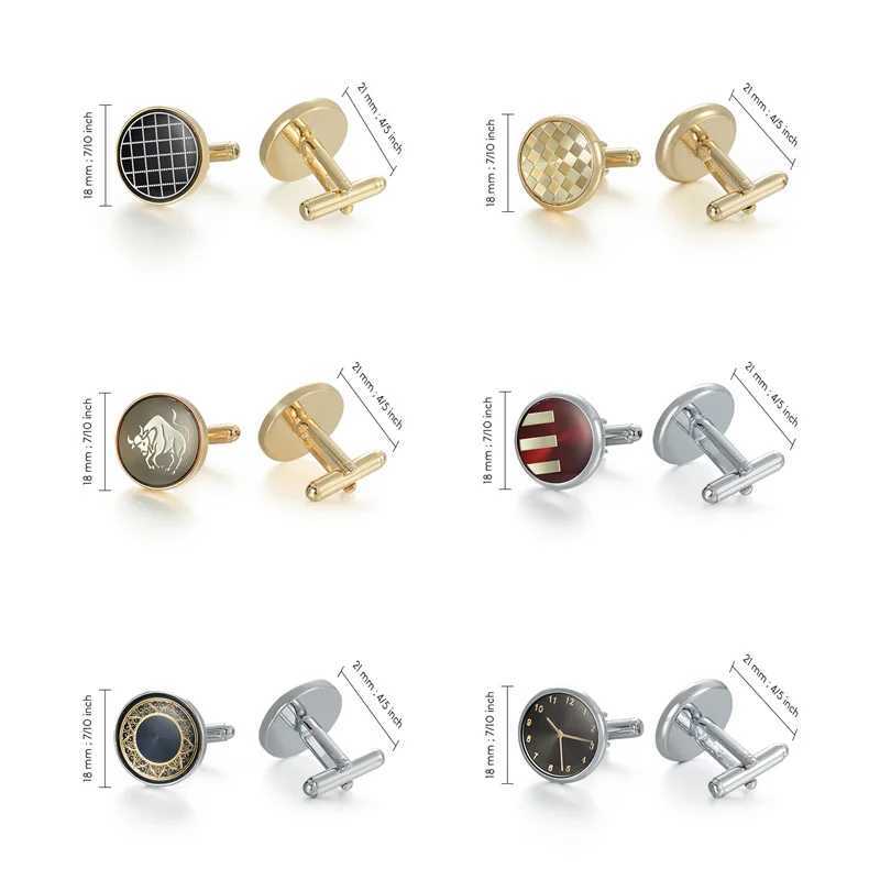 Mens shirts cufflinks mens luxury wedding guests gifts round square fashionable jewelry mens cufflinks tie clipsT250412