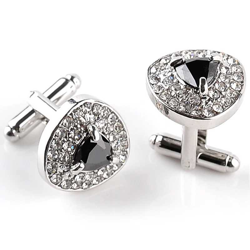 Mens and Womens Luxury Cufflinks Zircon Black Purple White Crystal Fashion Brand Cufflinks Burton High QualityT250412