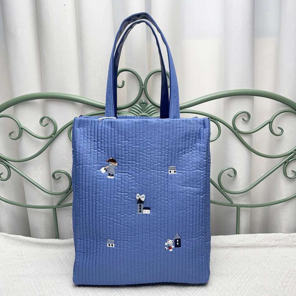 Kawaii Cute Cartoon Women Horizontal Square Handbag Cowboy Embroidery Bag Tote 780846