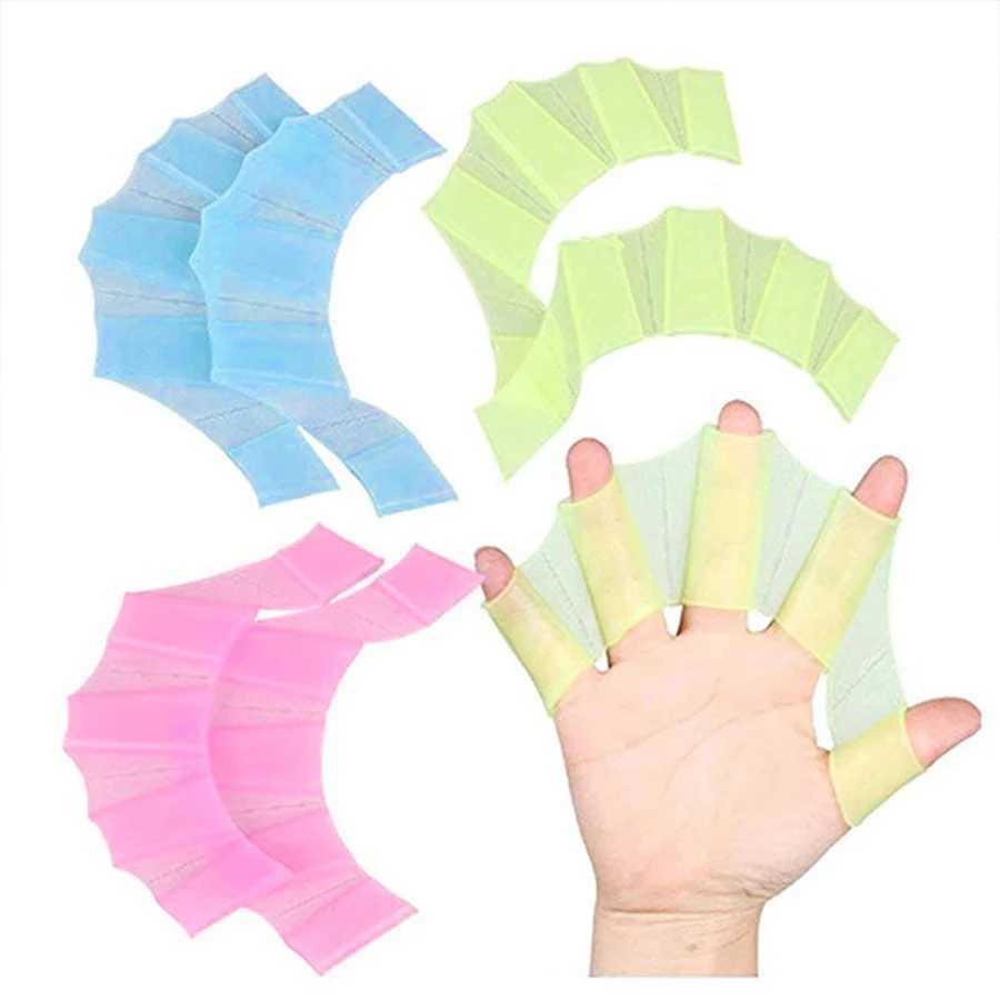 1 pair of neutral frog shaped silicone girls swimming hand finger flip finger weaving gloves paddle water sports accessoriesY250412