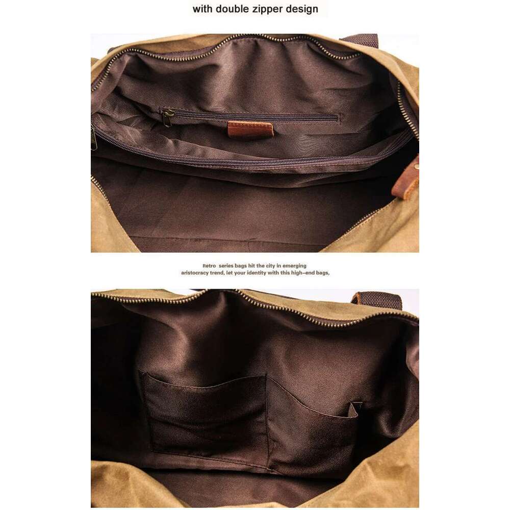Designer Bag Vintage Waxed Canvas Lage Genuine Leather Men Travel Large Duffel Bags Weekend Bag Of Trip Overnight Carry On