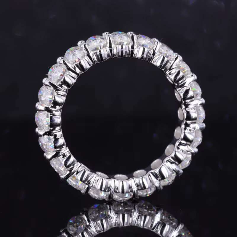 Starsgem High Quality Custom Jewelry 14 Karat Gold 3x5mm Oval Cut Moissanite Full Eternity Band Ring