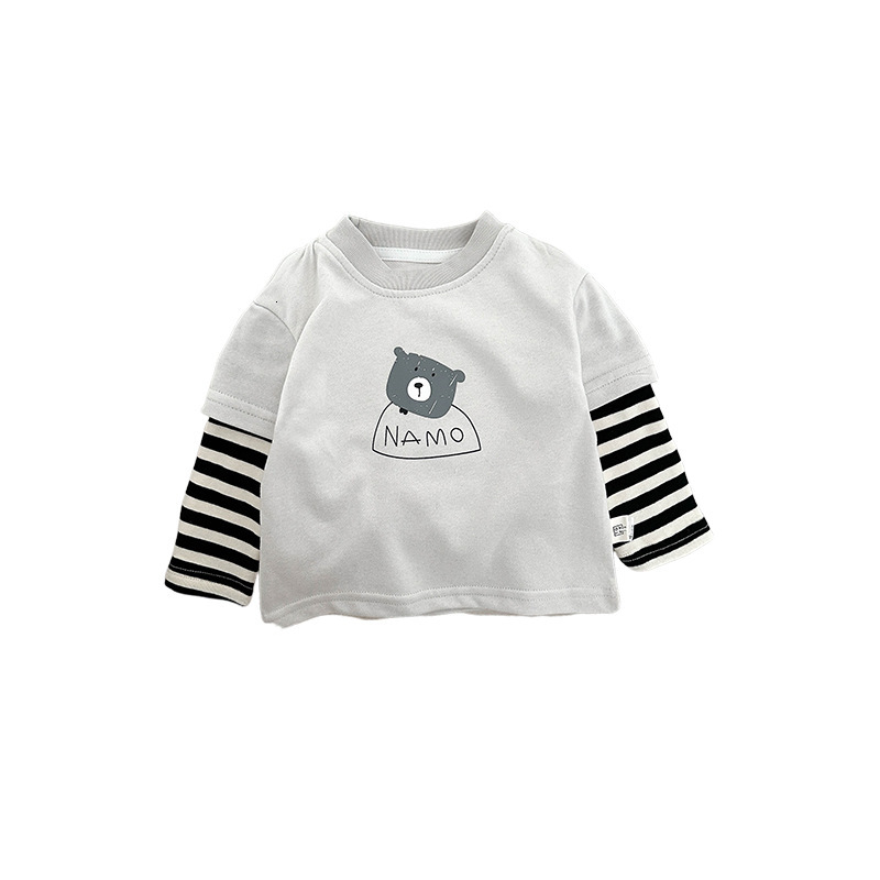 Ddmyshoesvip Korean Boys Long Sleeved T Shirt Set For Spring New Handsome Children S Casual Top Baby Fake Two Piece Base Shirt