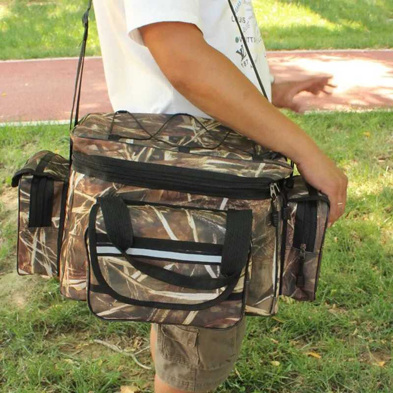 Waterproof Fishing Bag Nylon Large Capacity Multi Purpose Fishing Tackle Two Layer Waterproof Outdoor Shoulder Bags Z250411