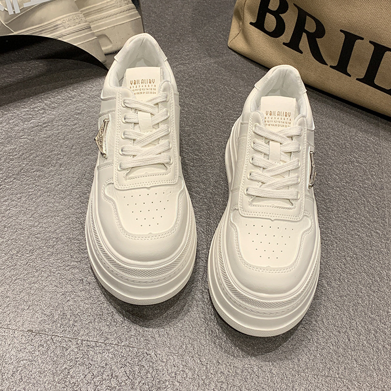 Breathable Platform Casual Sneakers - 2025 Trendy White Chunky Shoes for Petite Ladies, All-Match Daily Wear (Bestseller)