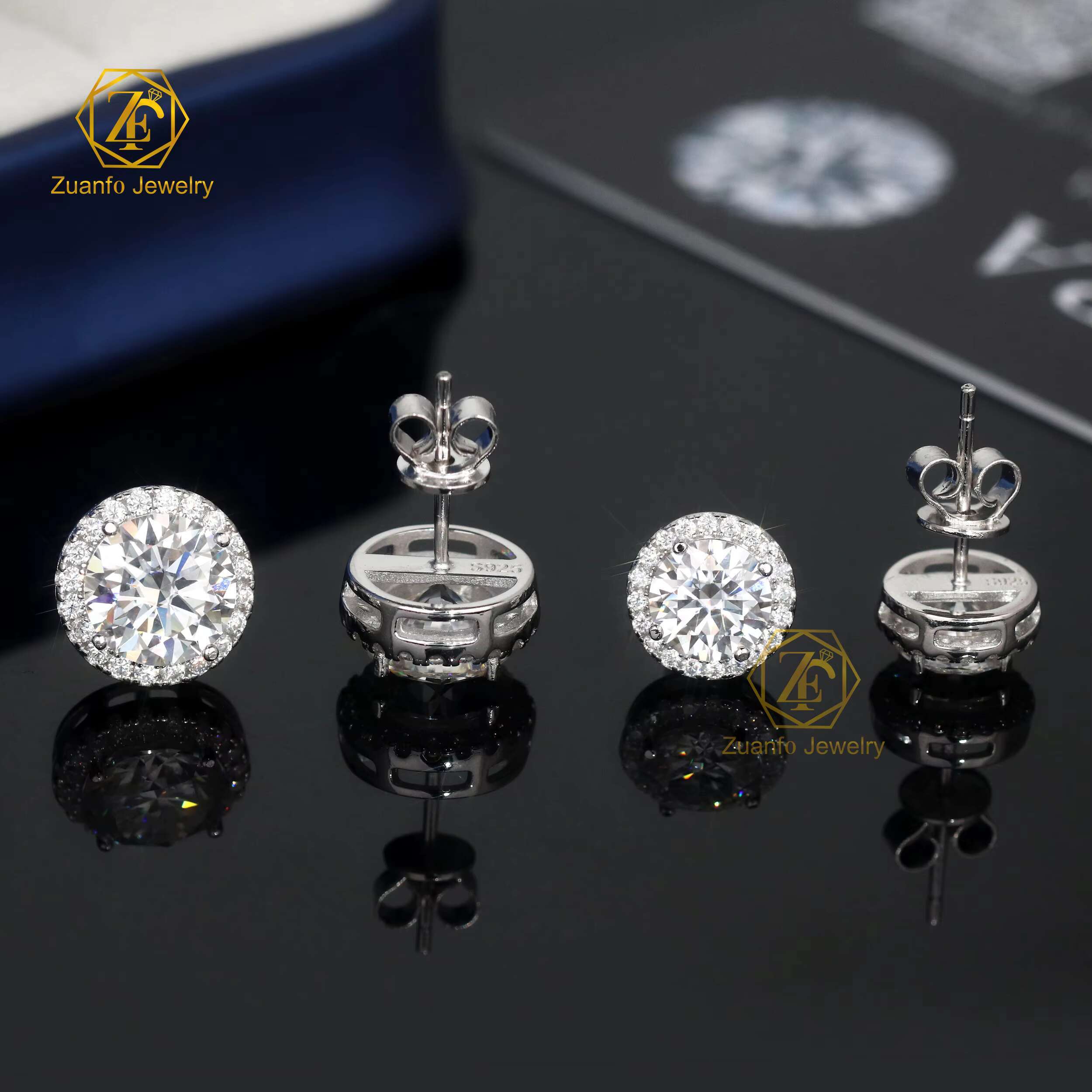 Wholesale Inventory Moissanite Earring 6.5mm 8mm Round Shape D VVS Moissanite Iced Out Diamond Charms 925S Earrings for Women