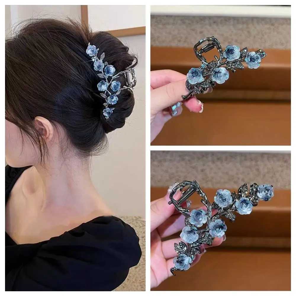 Flower tea flower hair claw ponytail clip hair accessories big shark clip head Korean style metal hair crab clip girl Y2504012